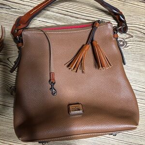 Dooney & Bourke Tan Leather Shoulder Bag with Tassels